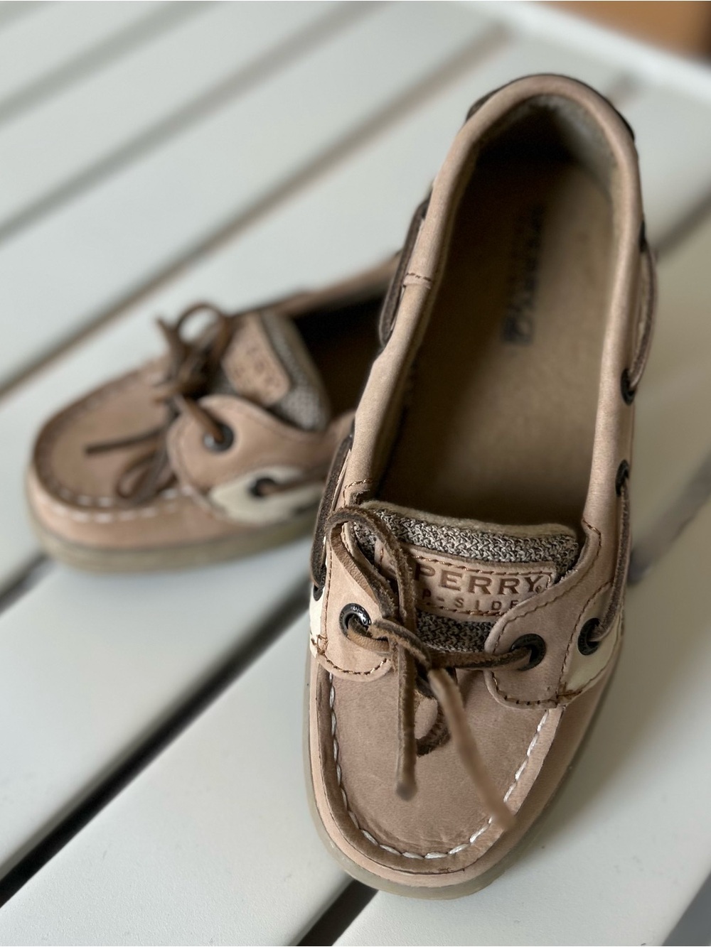 Sperry Kids Light Brown/Tan Moccasin Boat Shoes